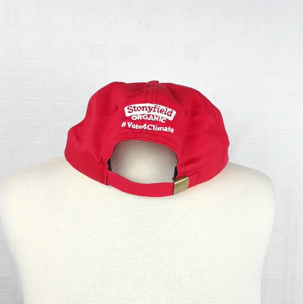 Hat Make Earth Cool Again Stonyfield Mens Womens Visor Cotton Hat Adjustable Red